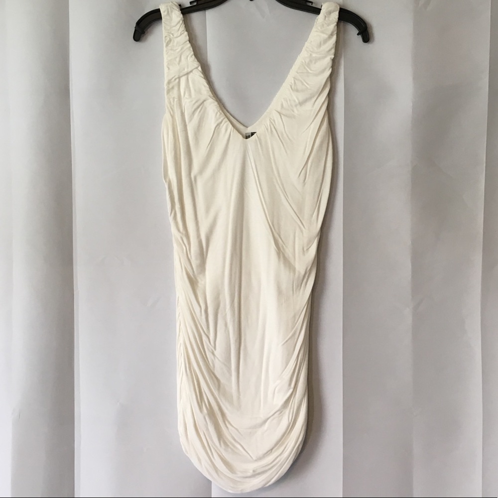 White V-neck bodycon dress